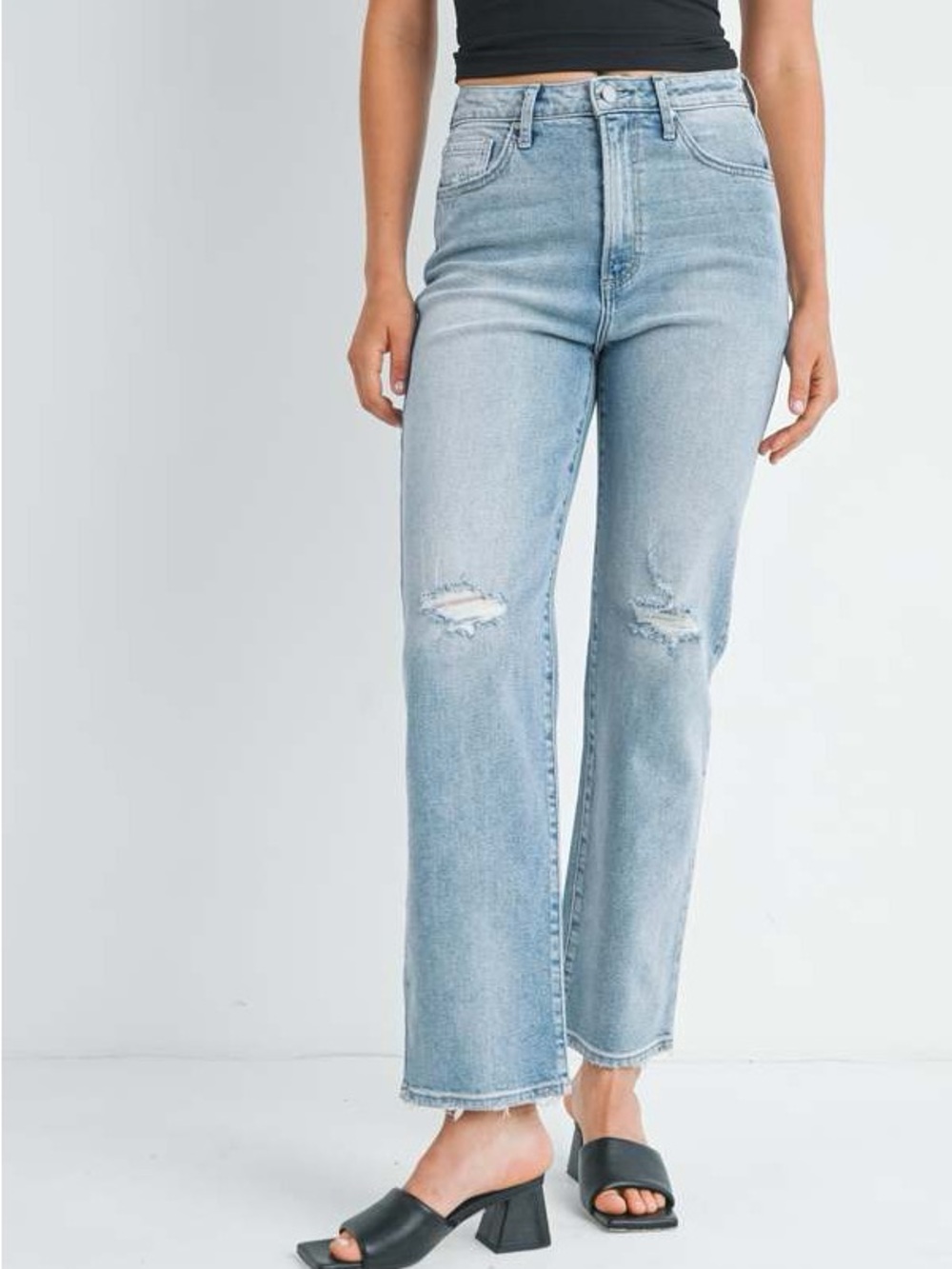 Just Black Light Blue High-Rise Straight Jeans